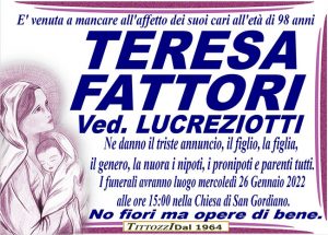 TERESA FATTORI ved. LUCREZIOTTI
