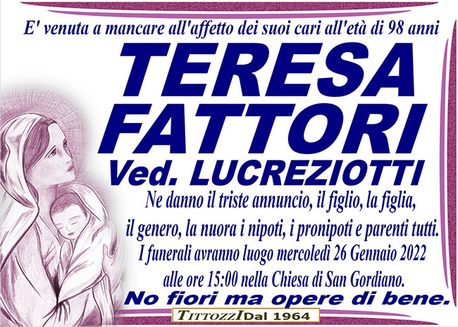 TERESA FATTORI ved. LUCREZIOTTI