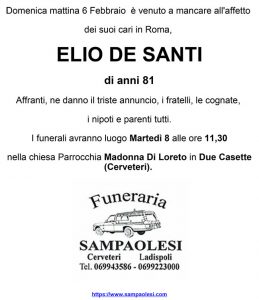 ELIO DE SANTI di anni 81