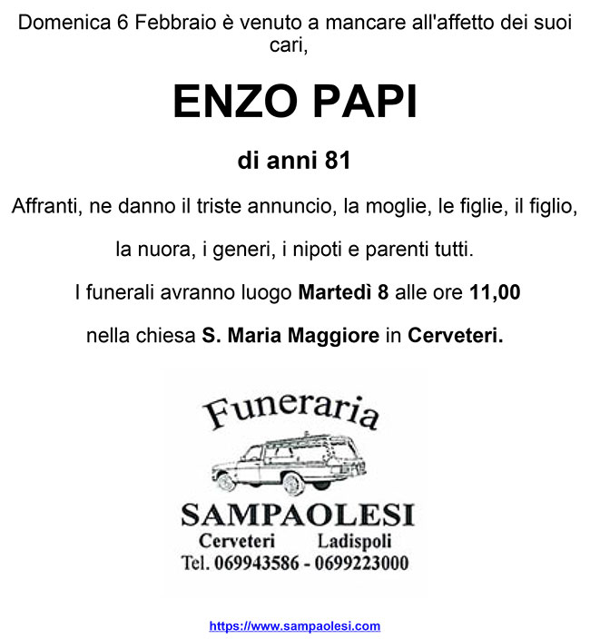 ENZO PAPI di anni 81