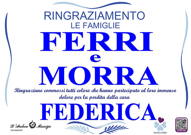 FEDERICA MORRA – Ringraziamento