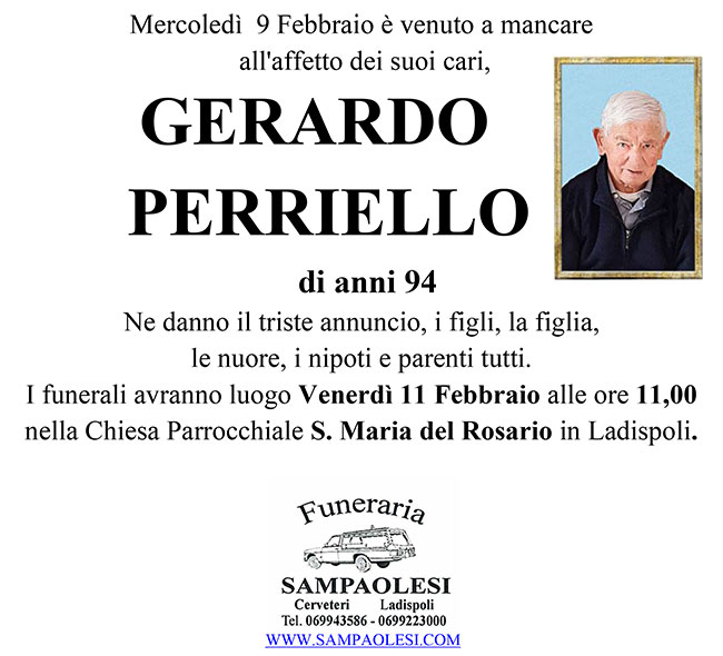 GERARDO PERRIELLO di anni 94