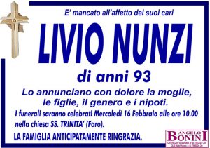 LIVIO NUNZI di anni 93
