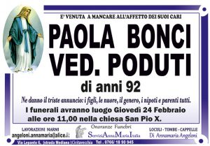 PAOLA BONCI ved. PODUTI di anni 92