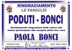 PAOLA BONCI – Ringraziamento