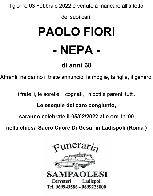 PAOLO FIORI (NEPA) di anni 68