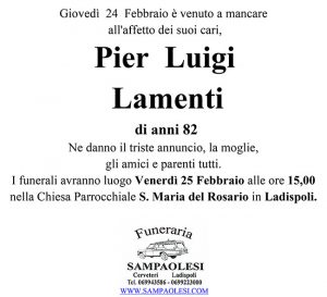 PIER LUIGI LAMENTI di anni 82