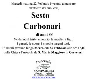 SESTO CARBONARI di anni 88
