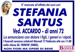 STEFANIA SANTUS ved. ACCARDO – di anni 72