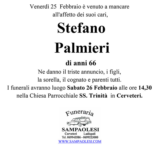 STEFANO PALMIERI di anni 66
