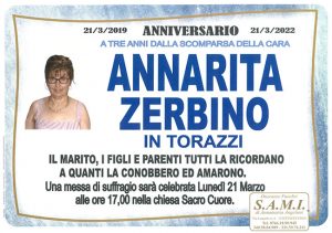 ANNARITA ZERBINO in TORAZZI – Anniversario