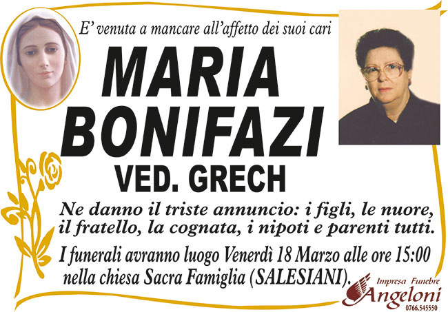 MARIA BONIFAZI ved. GRECH