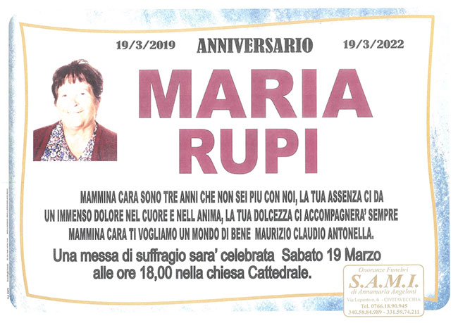 MARIA RUPI – Anniversario