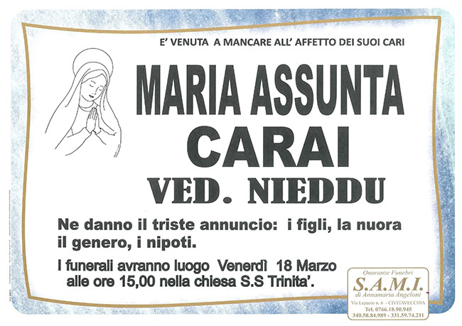 MARIA ASSUNTA CARAI ved. NIEDDU