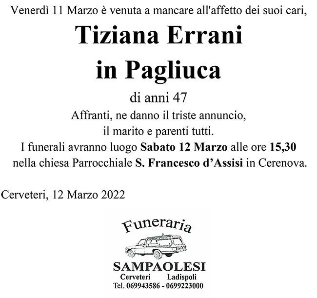 TIZIANA ERRANI in PAGLIUCA di anni 47