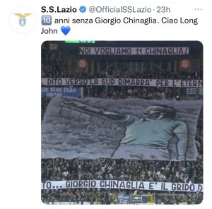 La SS Lazio ricorda Giorgio Chinaglia