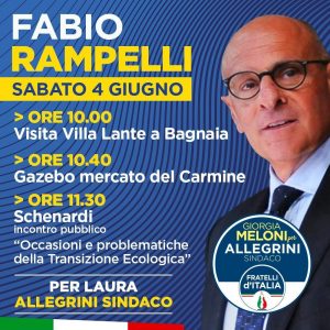 L’onorevole Rampelli oggi a Viterbo per sostenere Laura Allegrini