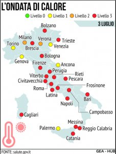 Meteo – L’Italia centrale da bollino rosso