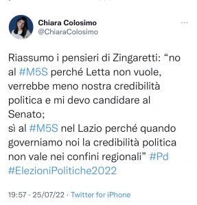 Elezioni – Zingaretti: “Nel Lazio l’alleanza continua”. Critiche da Colosimo (FdI)
