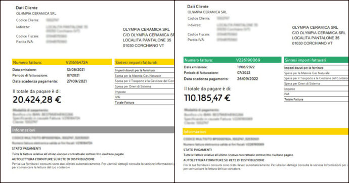 Civita Castellana – Caro energia, il caso dell’azienda ceramica: “Bolletta su del 439% in un anno. E per il rinnovo Eni voleva 300mila euro di anticipo”