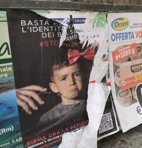 Santa Marinella – Strappati i manifesti anti-gender di Pro Vita & famiglia