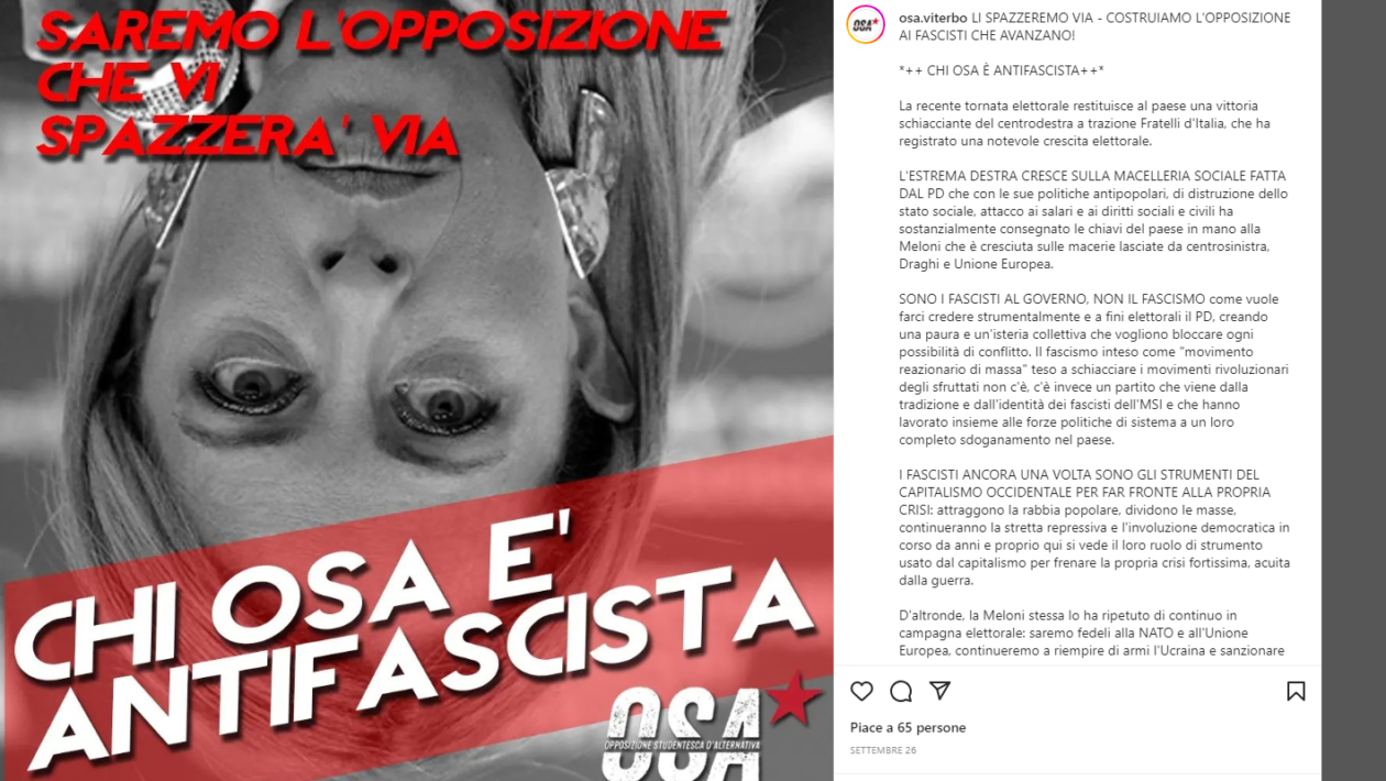 Viterbo, in Prefettura autori post violenti su Meloni. Giampieri (FdI): “Agiremo nelle sedi opportune” “