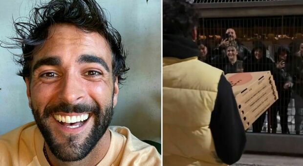 Mantova, l’artista viterbese Marco Mengoni distribuisce pizze ai fans in attesa di ascoltarlo