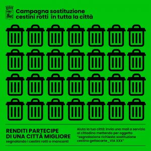 Viterbo – Cestini rotti o mancanti, al via la campagna di segnalazione dei cittadini