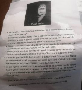 Anonymous “de noantri” scatenato a Fabrica di Roma contro il defunto ex sindaco Scarnati
