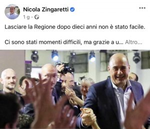 Lazio – Zingaretti dopo le dimissioni, “lasciare la Regione dopo dieci anni non è stato facile”
