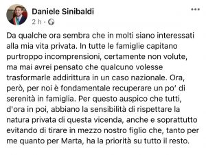 Rieti – Sinibaldi: “Per noi fondamentale recuperare un po’ di serenità in famiglia”