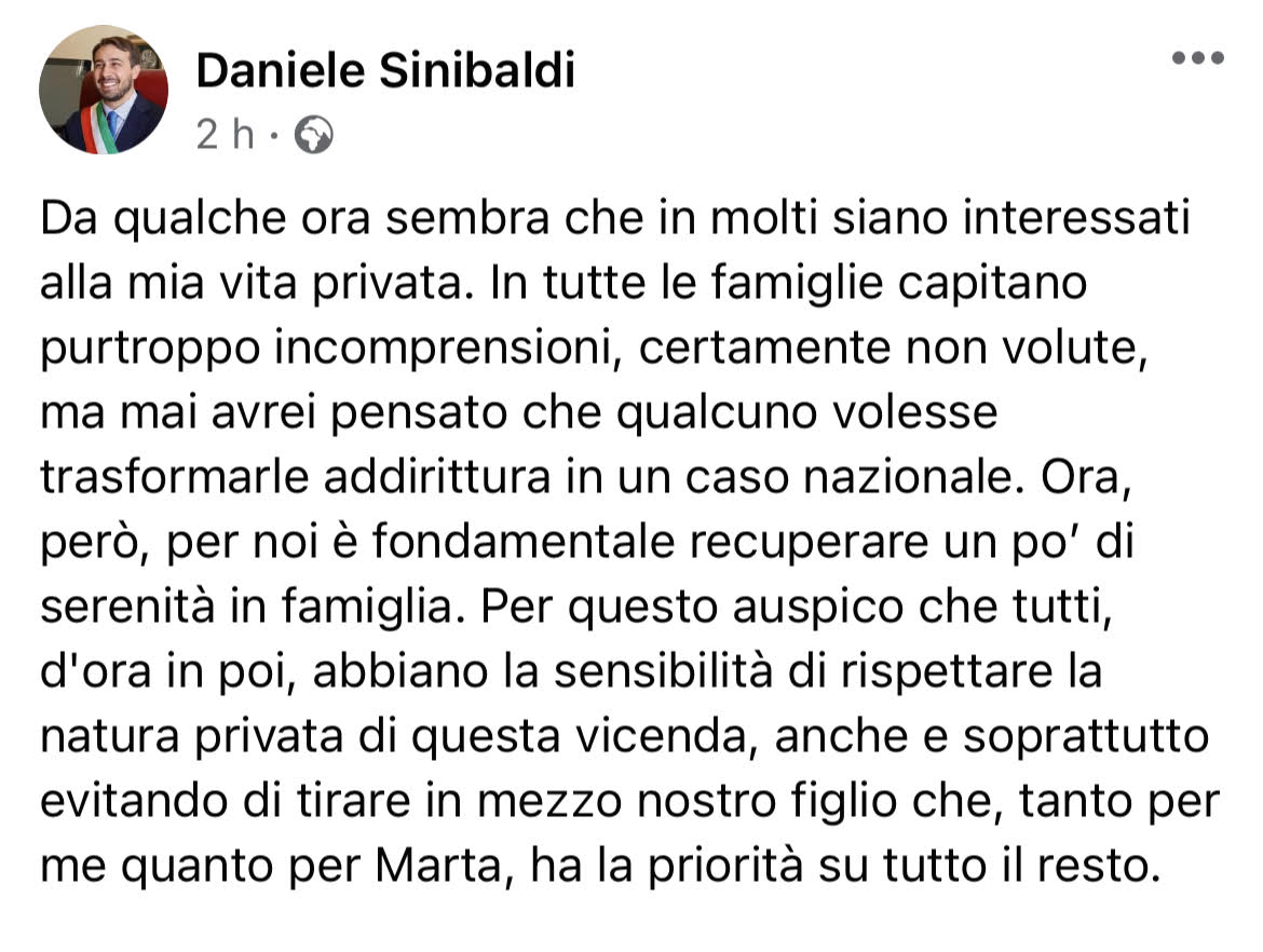 Rieti – Sinibaldi: “Per noi fondamentale recuperare un po’ di serenità in famiglia”