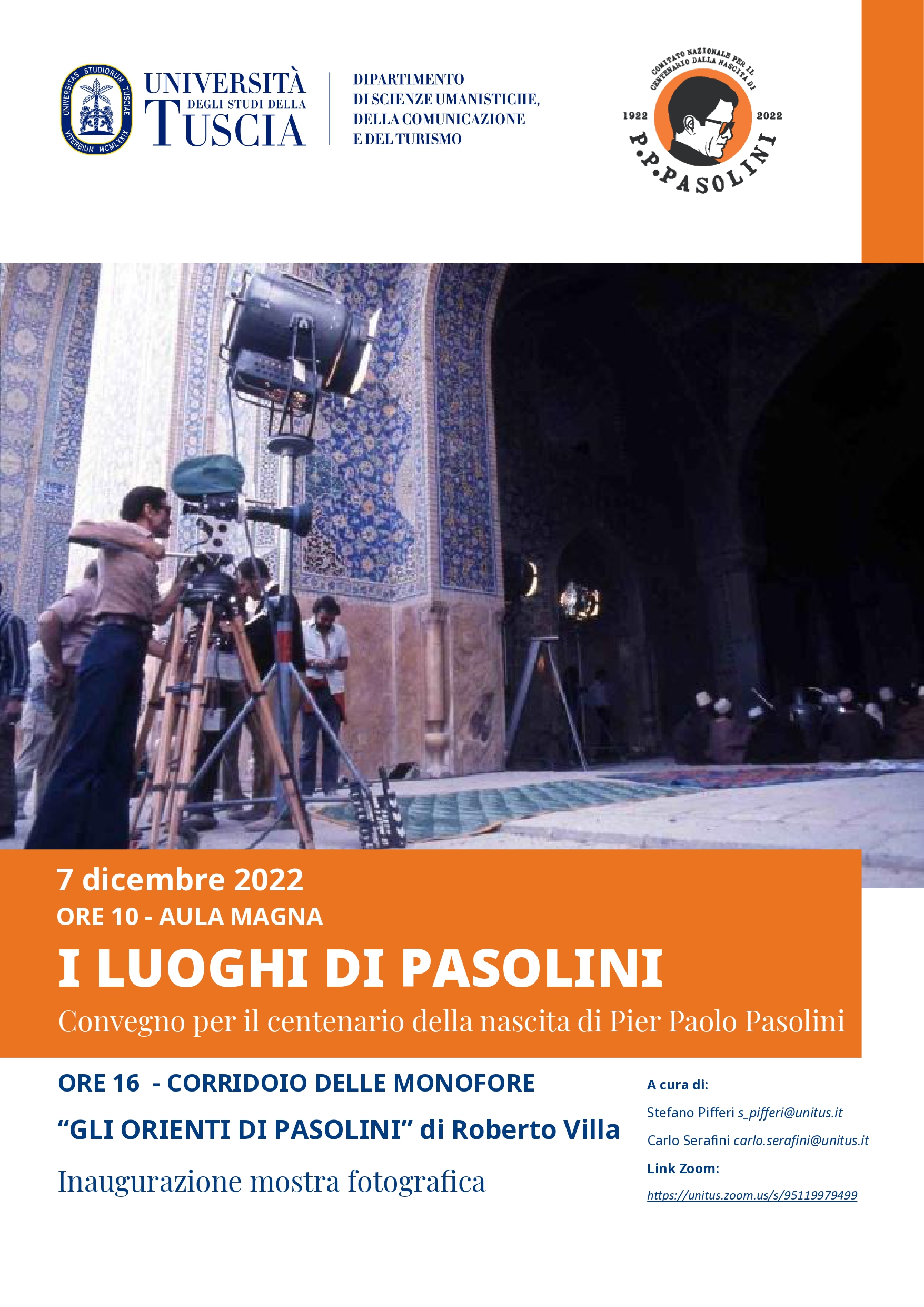 “I Luoghi di Pasolini”, convegno e mostra all’Unitus
