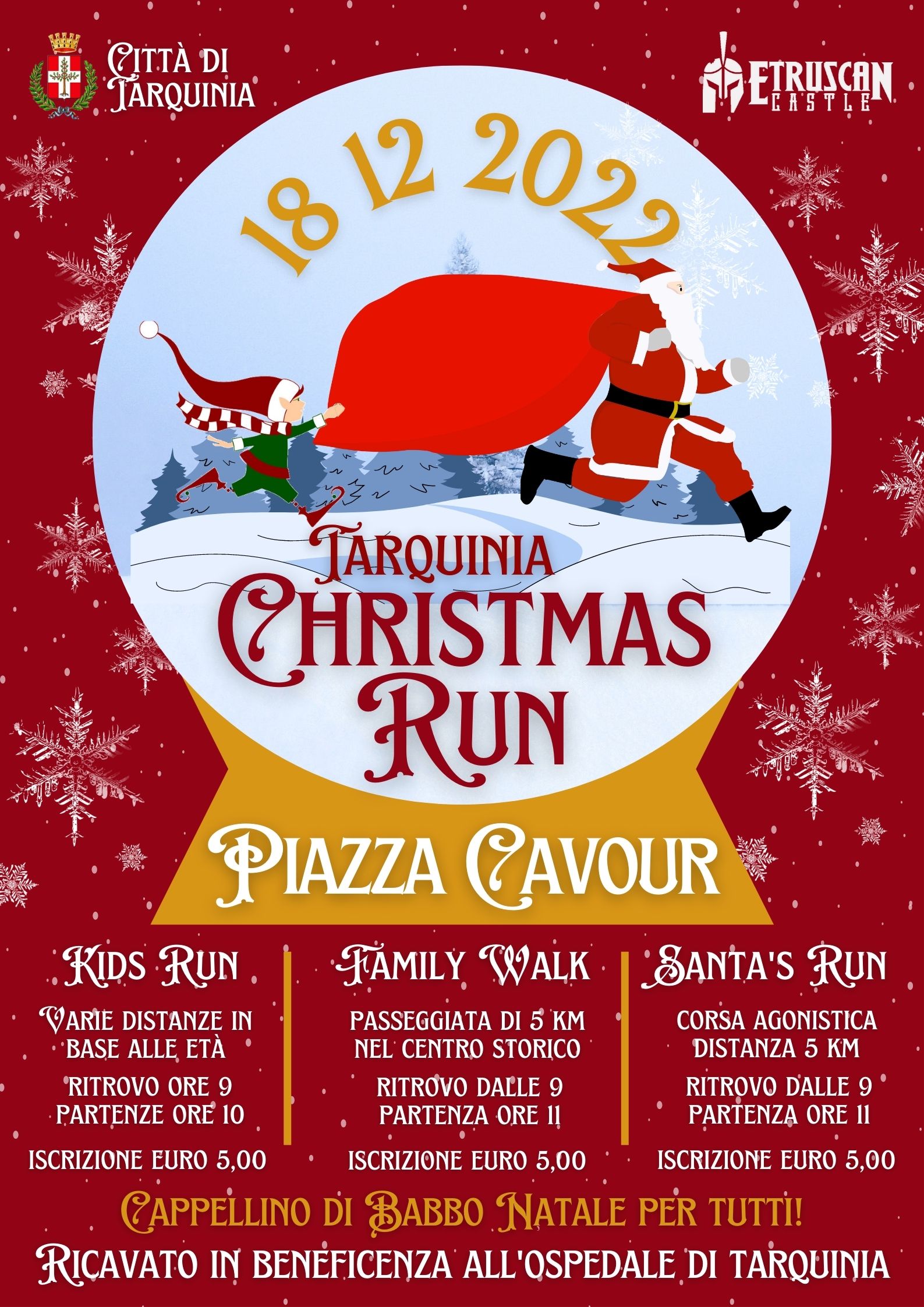 A Tarquinia la Christmas Run di raccolta fondi per l’ospedale