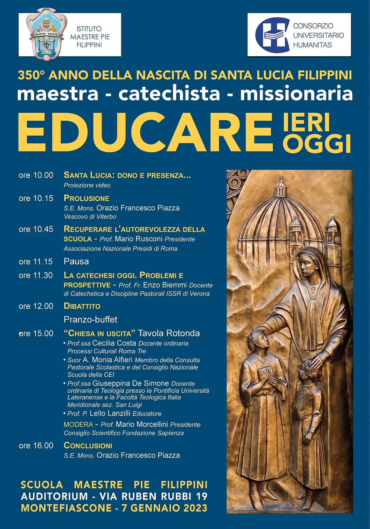 “Educare… ieri, oggi”, a Montefiascone il convegno per riscoprire la figura di santa Lucia Filippini