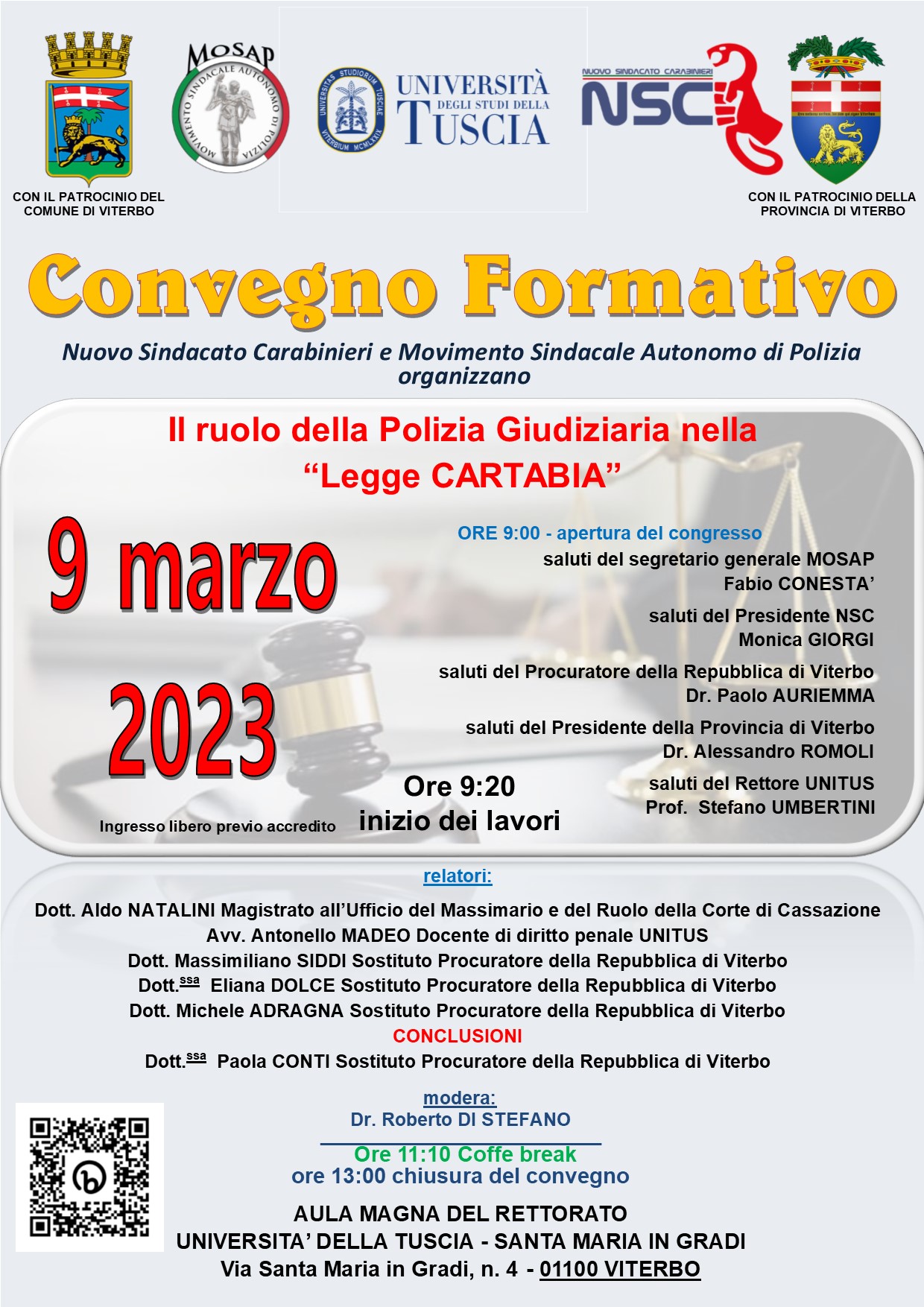 “Il ruolo della Polizia Giudiziaria nella Legge Cartabia”, convegno all’Unitus