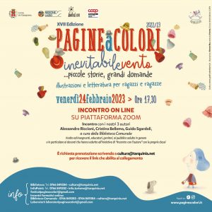 “PAGINEaCOLORI”, incontro online con gli autori Alessandro Riccioni, Cristina Bellemo, Guido Sgardoli