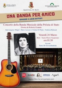 Rieti, concerto omaggio a Lucio Battisti della Banda della Polizia