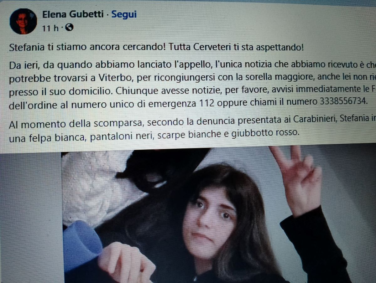 “Torna, tutta Cerveteri ti aspetta”. L’appello del sindaco Gubetti alla 13enne scappata di casa