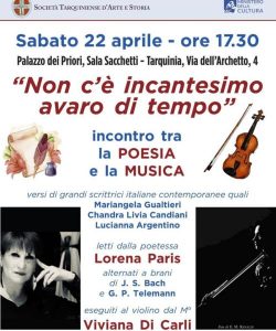 “Non c’è incantesimo avaro di tempo”, a Tarquinia il recital della poetessa Lorena Paris