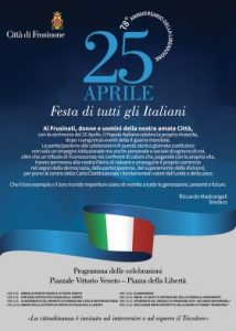 Frosinone – 78° Anniversario della Liberazione, Festa di tutti gli Italiani: il programma delle celebrazioni