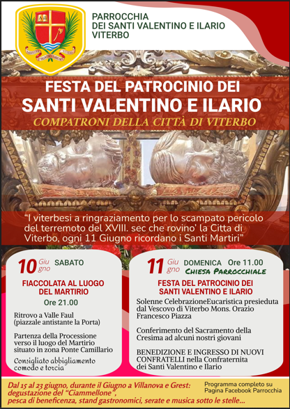 Viterbo, domani la fiaccolata dei Santi Valentino e Ilario