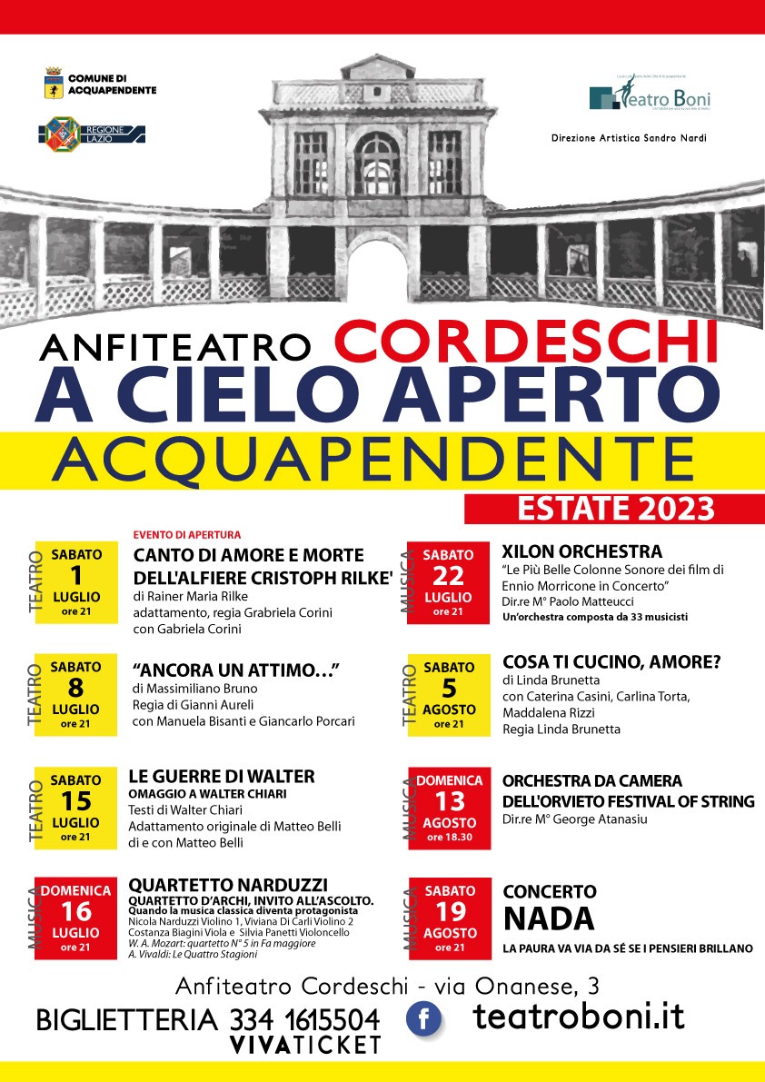 “A cielo aperto”, al via la rassegna estiva di musica e teatro ad Acquapendente