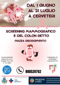 Torna la prevenzione a Cerveteri: fino al 31 luglio mammografie e screening del colon gratuiti per i residenti