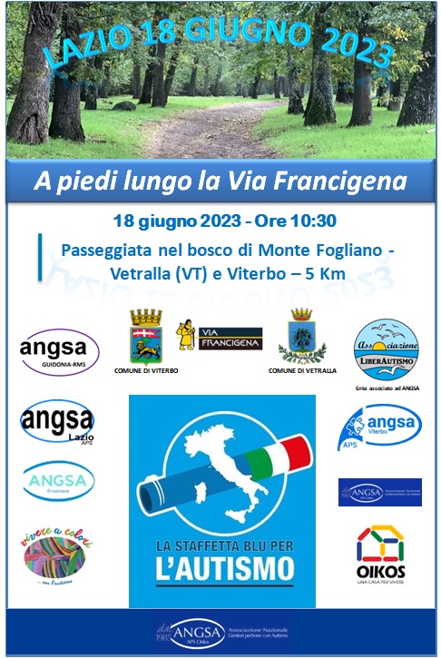 Autismo, domenica Staffetta Blu sulla Via Francigena
