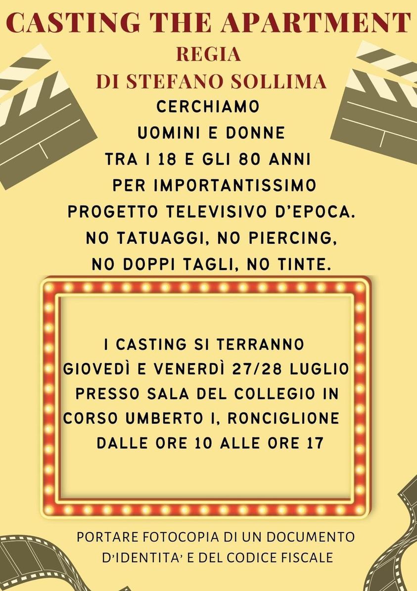 “Casting The Apartment”, a Ronciglione si cercano attori per l’ultimo film di Stefano Sollima