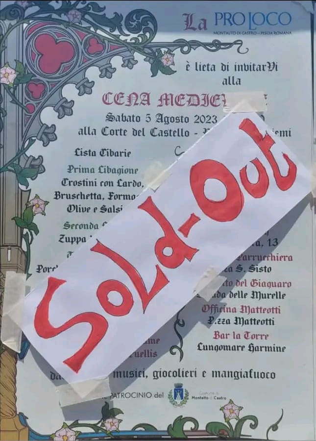 Montalto di Castro – Sold out la cena medievale organizzata dalla Pro loco il 5 agosto