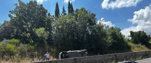 Vetralla – Incidente sulla superstrada in direzione Viterbo, auto cappottata