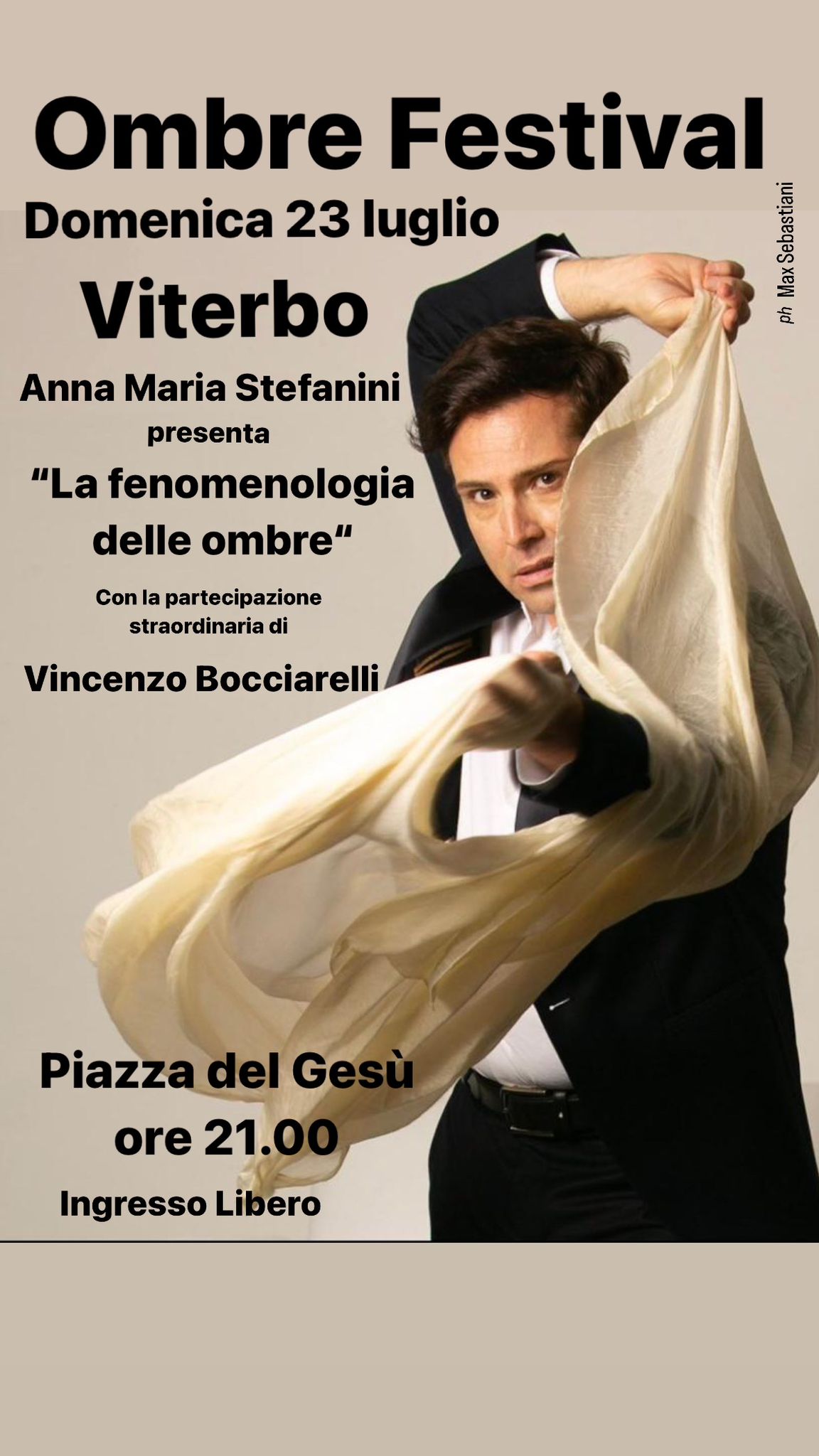 Viterbo, domenica all’Ombre Festival c’è Vincenzo Bocciarelli