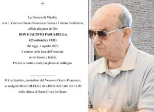 Viterbo – Diocesi in lutto per la morte don Giacinto Pascarella